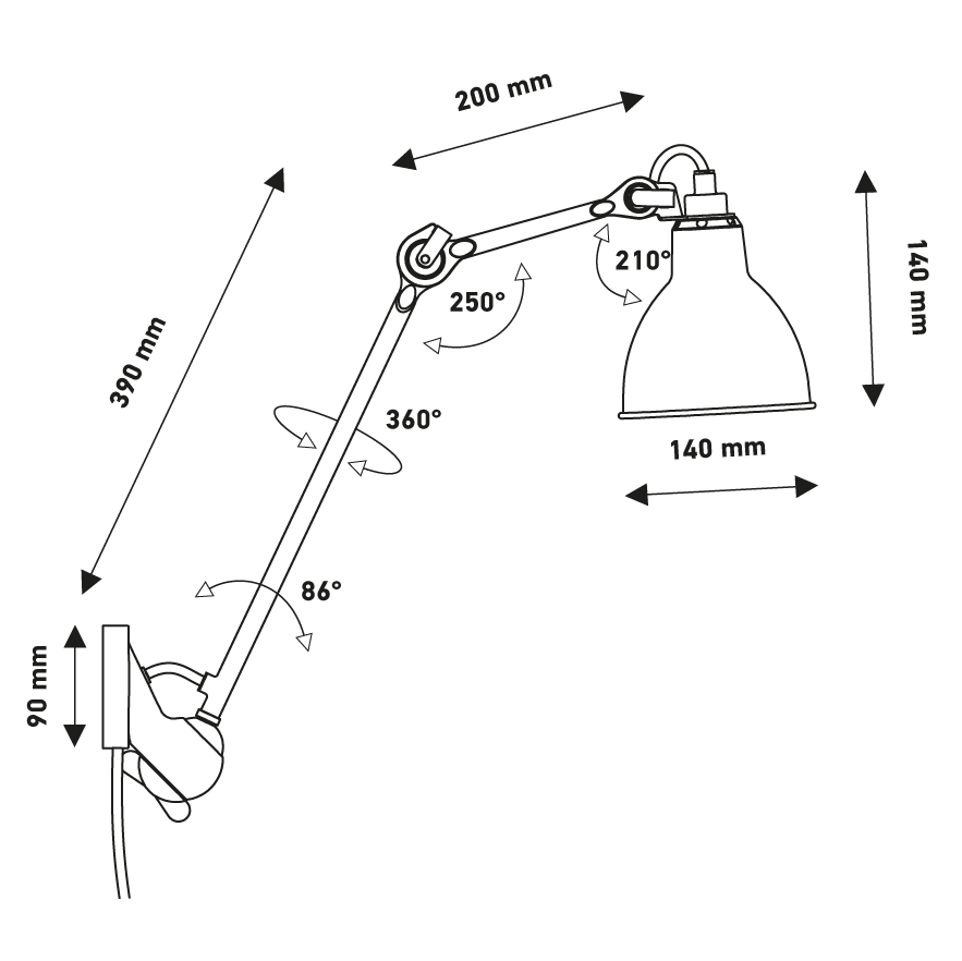 Lampe Gras N°222 壁燈