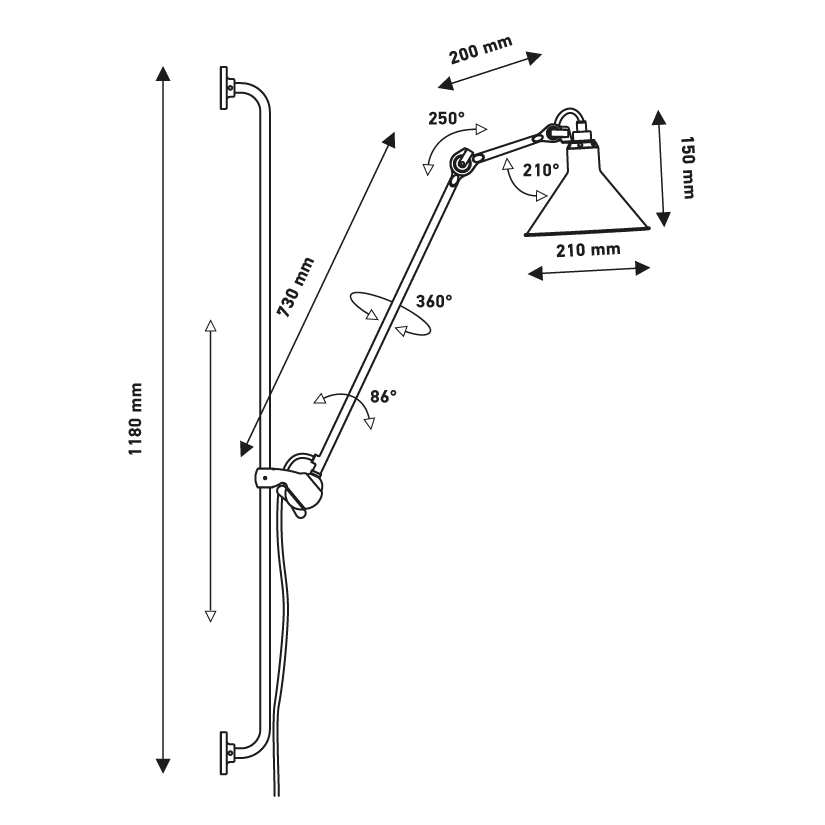 Lampe Gras N°214 壁燈
