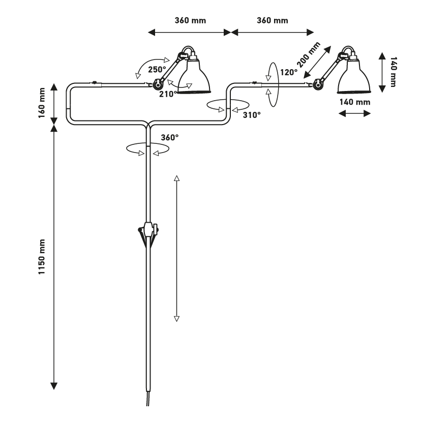 Lampe Gras N°217 壁燈