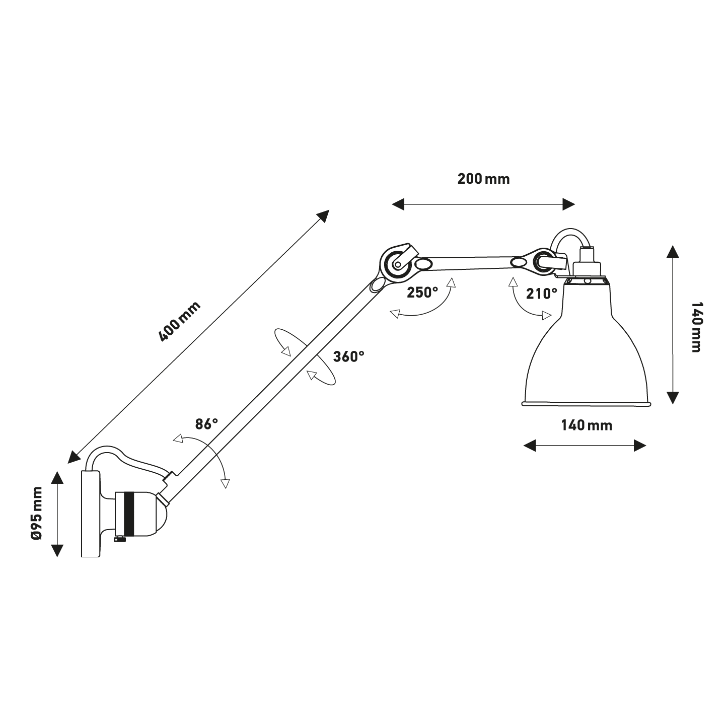 Lampe Gras N°304 L40 壁燈