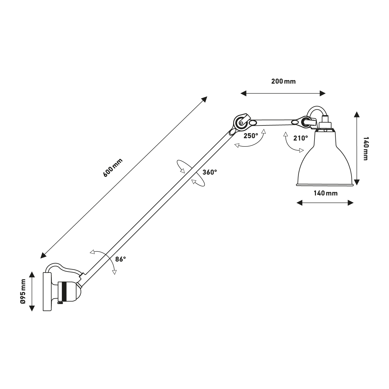 Lampe Gras N°304 L60 壁燈
